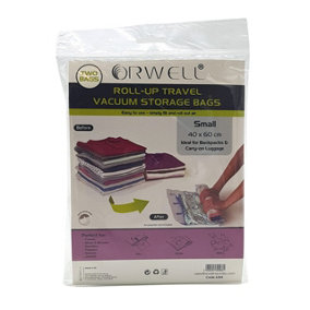 Orwell Roll-Up Travel Vacuum Storage Bags Small 40 x 60cm 2pk