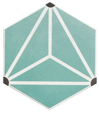 Osaka Aqua Matt Hexagonal Patterned 285mm x 330mm Porcelain Wall & Floor Tiles (Pack of 14 w/ Coverage of 1m2)