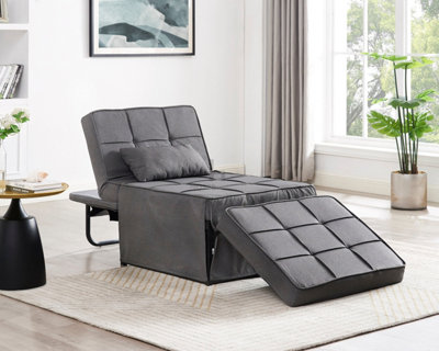 Oscar 1 Seater Dark Grey Fabric Ottoman Sofa Bed