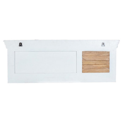 Richmond White Wooden Wall Mounted Coat Rack - 7 Hooks, Shelf