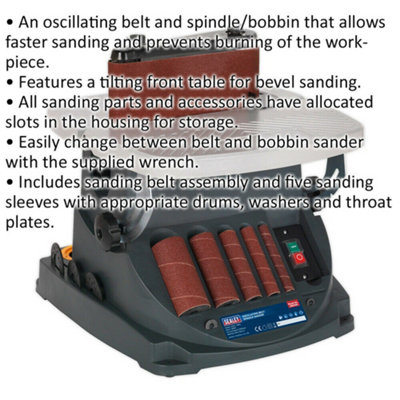 Oscillating Belt & Spindle Sander - 450W Motor - Bobbin Sander - Tilting Table