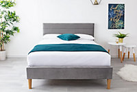 Oscott Grey Plush Velvet Bed King Size Frame 5ft