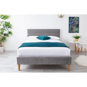 Oscott Grey Plush Velvet Bed King Size Frame 5ft