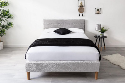 Oscott Silver Crushed Velvet Bed King Size Frame 5ft