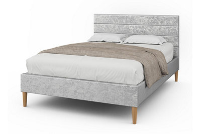 Oscott Silver Crushed Velvet Bed King Size Frame 5ft