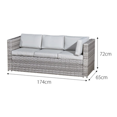 Oseasons Acorn Rattan 6 Seat Corner Sofa Set in Dove Grey with Off