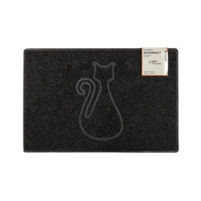 Oseasons Cat Medium Embossed Doormat in Black