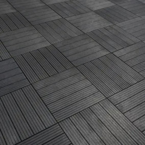 Oseasons Cosmpolitan (Pack of 10) ECO Interlocking 30x30cm Decking Tiles in Graphite