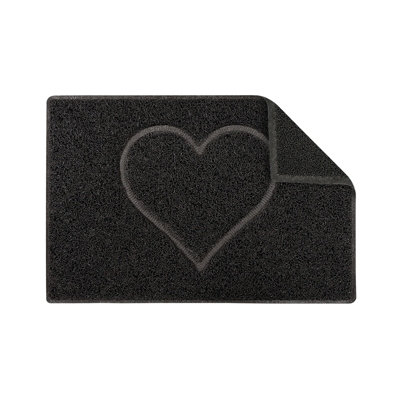 Oseasons Heart Medium Embossed Doormat in Black with Open Back