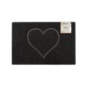 Oseasons Heart Small Embossed Doormat in Black with Open Back
