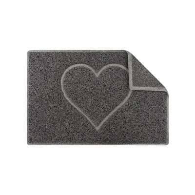Oseasons Heart Small Embossed Doormat in Grey with Open Back
