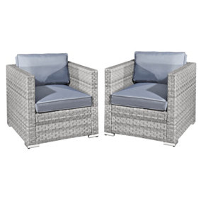 Oseasons Malta Rattan 2 Seat Twin Chair Set in Dove Grey