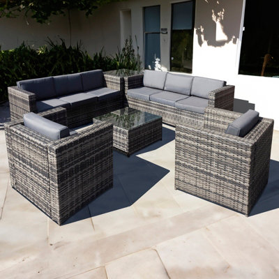 Oseasons Malta Rattan 8 Seat Corner Set in Walnut Grey