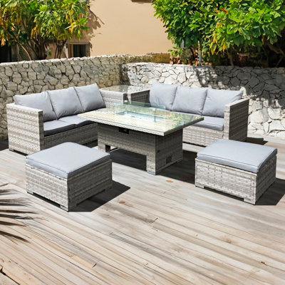 Oseasons malta grey clearance rattan 9 seater