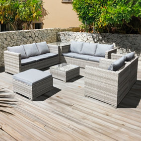 Oseasons Malta XS Rattan 9 Seat U-Shape Set in Dove Grey