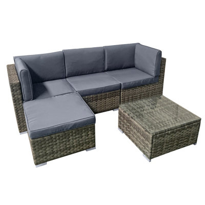 Oseasons Trinidad KD Rattan 4 Seat Modular Chaise Lounge Set in Brown DIY at B&Q