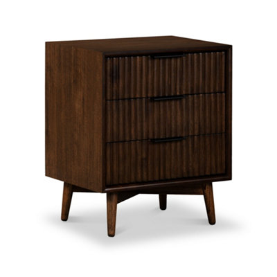 Oskar 3 Drawer Grooved Bedside Table - By Roseland Furniture