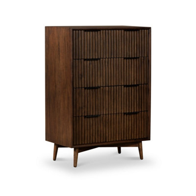 Oskar 4 Drawer Tall Grooved Chest - By Roseland Furniture