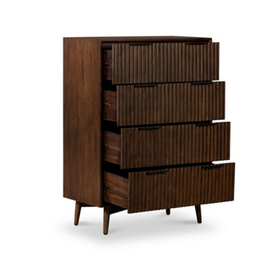 Oskar 4 Drawer Tall Grooved Chest - By Roseland Furniture