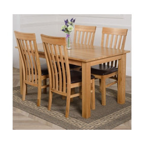 Oslo 150 x 90 cm Medium Oak Dining Table and 4 Chairs Dining Set with Harvard Chairs