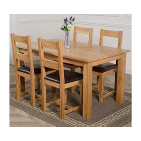 Oslo 150 x 90 cm Medium Oak Dining Table and 4 Chairs Dining Set with Lincoln Chairs