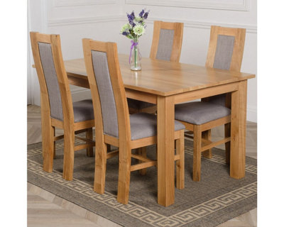 Oslo 150 x 90 cm Medium Oak Dining Table and 4 Chairs Dining Set with Stanford Chairs