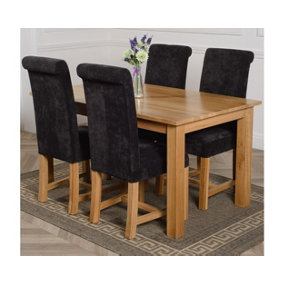 Oslo 150 x 90 cm Medium Oak Dining Table and 4 Chairs Dining Set with Washington Black Fabric Chairs