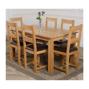 Oslo 150 x 90 cm Medium Oak Dining Table and 6 Chairs Dining Set with Lincoln Chairs