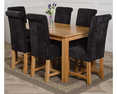 Oslo 150 x 90 cm Medium Oak Dining Table and 6 Chairs Dining Set with ...