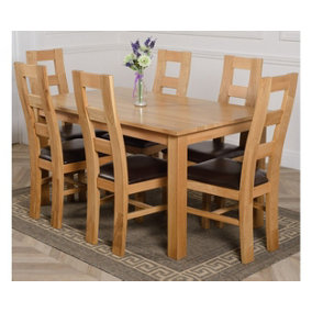 Oslo 150 x 90 cm Medium Oak Dining Table and 6 Chairs Dining Set with Yale Chairs