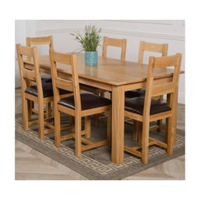 Oslo 180 x 90 cm Large Oak Dining Table and 6 Chairs Dining Set with Lincoln Chairs