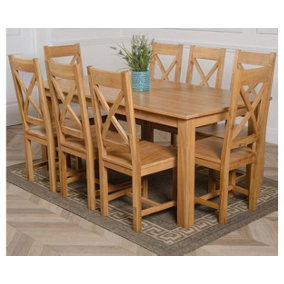 Oslo 180 x 90 cm Large Oak Dining Table and 8 Chairs Dining Set with Berkeley Chairs