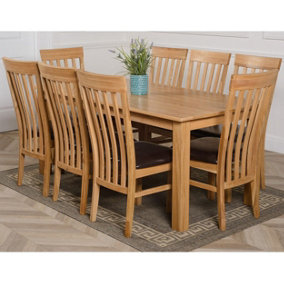 Oslo 180 x 90 cm Large Oak Dining Table and 8 Chairs Dining Set with Harvard Chairs