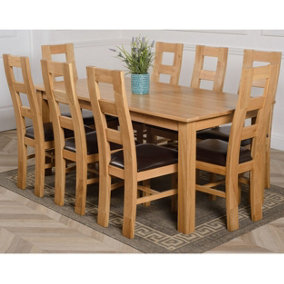 Oslo 180 x 90 cm Large Oak Dining Table and 8 Chairs Dining Set with Yale Chairs