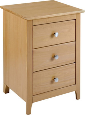 Oslo 3 Drawer Bedside in Antique Pine with Metal Handles