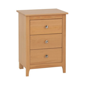 Oslo 3 Drawer Bedside in Antique Pine with Metal Handles