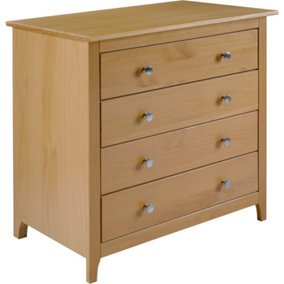 Oslo 4 Drawer Chest in Pine Finish Metal Handles