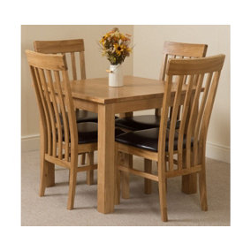Oslo 90 x 90 cm Oak Small Dining Table and 4 Chairs Dining Set with Harvard Oak Chairs