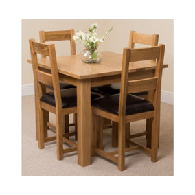 Oslo 90 x 90 cm Oak Small Dining Table and 4 Chairs Dining Set with Lincoln Oak Chairs