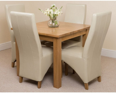 Oslo 90 x 90 cm Oak Small Dining Table and 4 Chairs Dining Set with ...