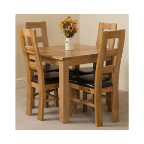 Oslo 90 x 90 cm Oak Small Dining Table and 4 Chairs Dining Set with Yale Oak Chairs