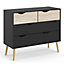 Oslo Chest of 4 Drawers (2+2) in Black and Oak