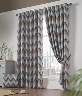 Oslo Eyelet Blockout Curtains Curtain Pair | DIY At B&Q