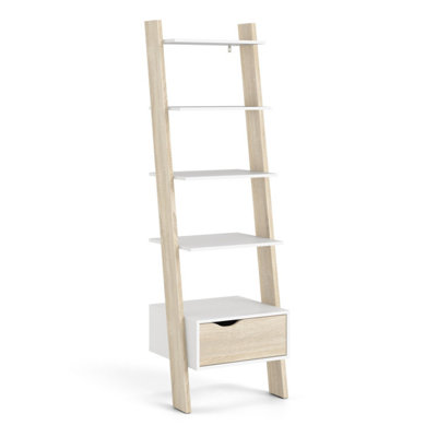 OSLO LEANING BOOKCASE 1 DRAWER WHITE OAK