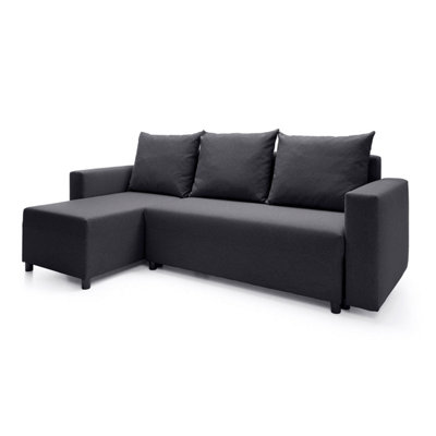 Oslo Reversible Corner Sofa Bed in Black
