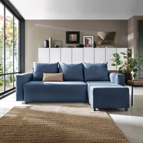 Oslo Reversible Corner Sofa Bed in Dark Blue