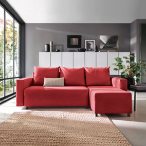 Oslo Reversible Corner Sofa Bed in Red