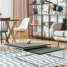 Oslo Set of 2 Nesting Coffee Table ,Black Manufacturer Wood Top
