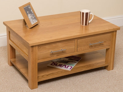 Oslo Solid Oak Coffee Table with 2 Drawers