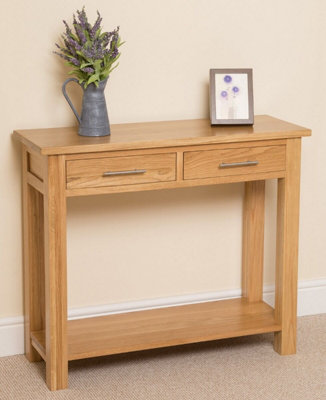 Oslo Solid Oak Console Table with Storage | DIY at B&Q